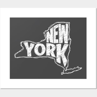 New York (White Graphic) Posters and Art